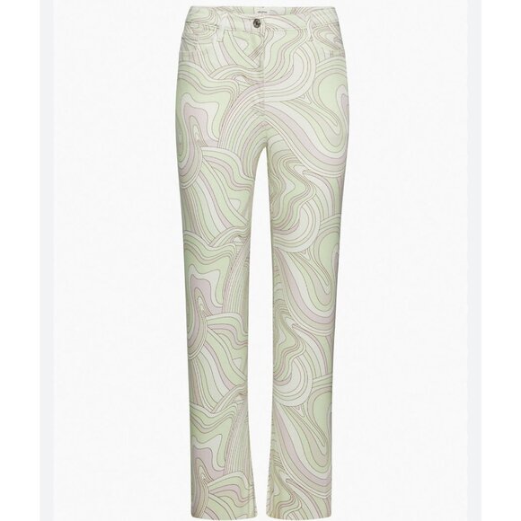 Wilfred Free Denim - Wilfred Free Vera Pants Size 0 Green Gray Swirl Printed Cotton Stretch Twill